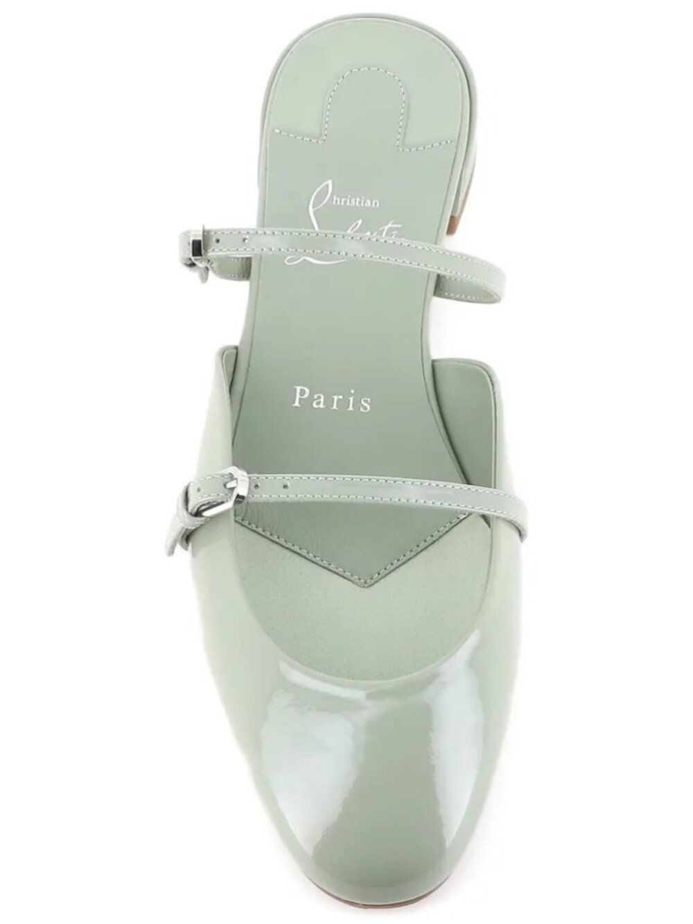 Christian Louboutin JANE NINA FLAT Patent Leather Double Strap Mule Sandals